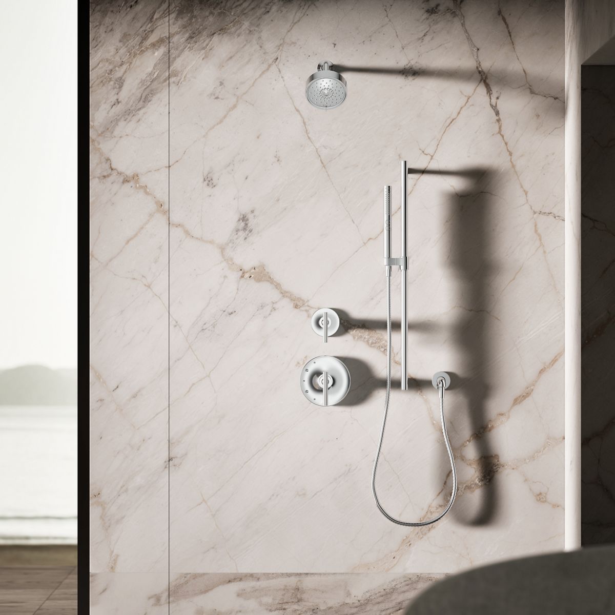Shift+ Round two-function handshower, 2.5 gpm