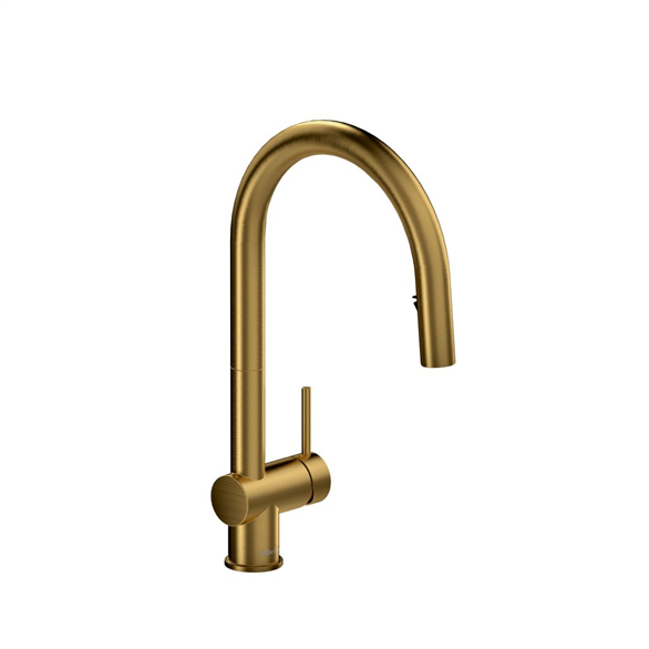 Riobel Azure AZ201BG Kitchen Faucet 8-1/8" Deck-Mount 1H Pull-Down Spray Swivel W/1-Lever Gold