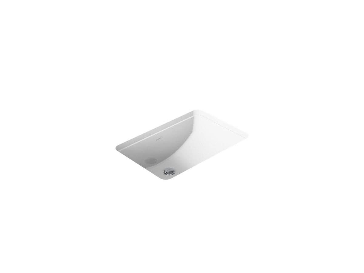 Kohler 2214-G-0 Ladena 21" rectangular undermount bathroom sink with glazed underside, no overflow