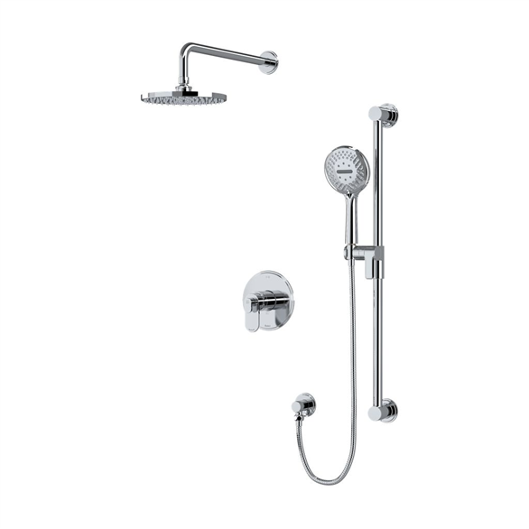 Riobel Arca TKIT323AAC-CW 30-7/8" 3-Function, Coaxial, Pressure Balance, Thermostatic Wall-Mount Shower Trim Kit 6.30 GPM With 2-Lever Handles, Elbow, Rail, Shower Arm, Showerhead, Spout Chrome