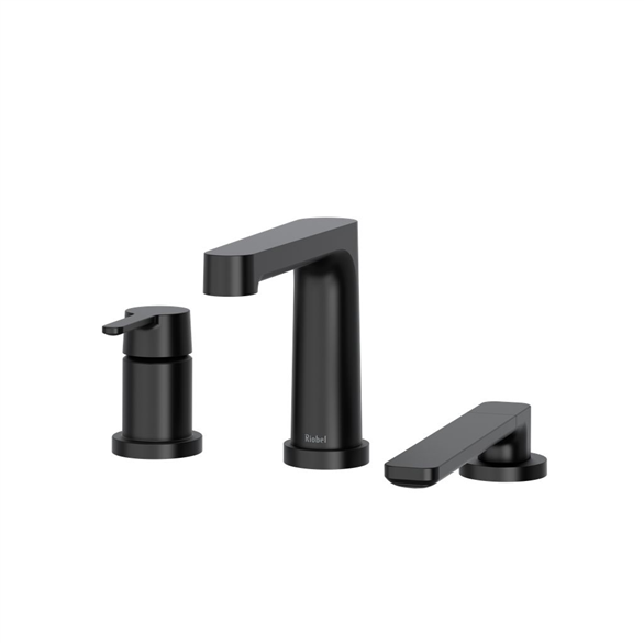 Riobel Nibi TNB10BK 9-3/8"SR Deck-Mount 3-Hole Bathtub Trim 8.70 GPM With 1-Lever Handle, Bathtub Filler, Hand Shower Black
