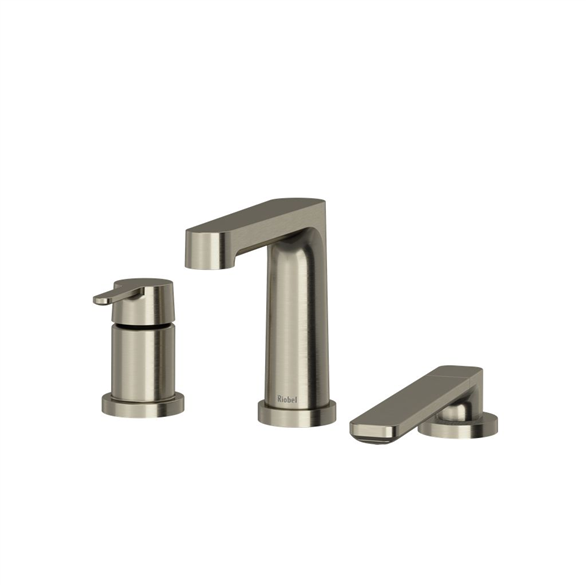 Riobel Nibi TNB10BN 9-3/8"SR Deck-Mount 3-Hole Bathtub Trim 8.70 GPM With 1-Lever Handle, Bathtub Filler, Hand Shower Brushed Nickel