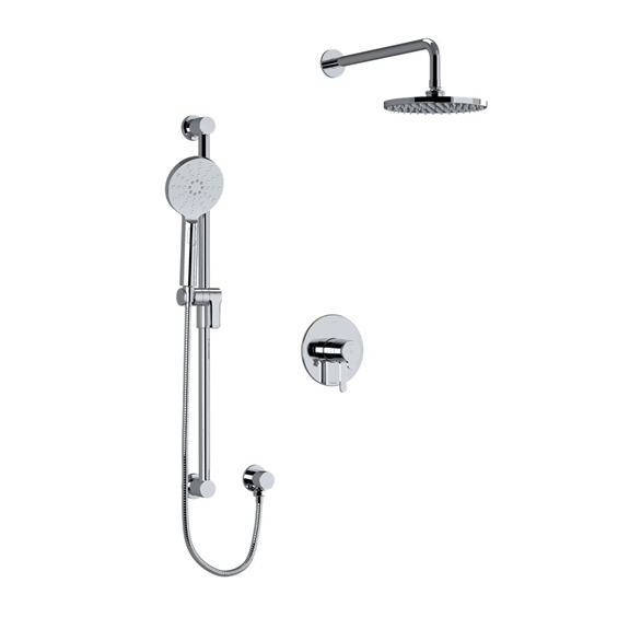 Riobel Nibi TKIT323NBC-CW 3-Function, Coaxial, Pressure Balance, Thermostatic Wall-Mount Shower Trim Kit With 2-Lever Handles, Hose, Shower Arm, Elbow, Rail, Showerhead Chrome