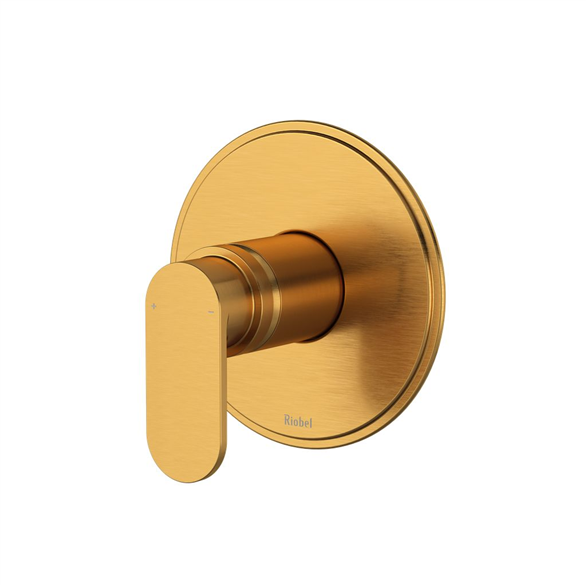 Riobel Arca TAA51BG 6", 1/2" Brass Round Pressure Balance Wall-Mount Valve Trim 5.80 GPM With 1-Lever Handle, Spool Brushed Gold