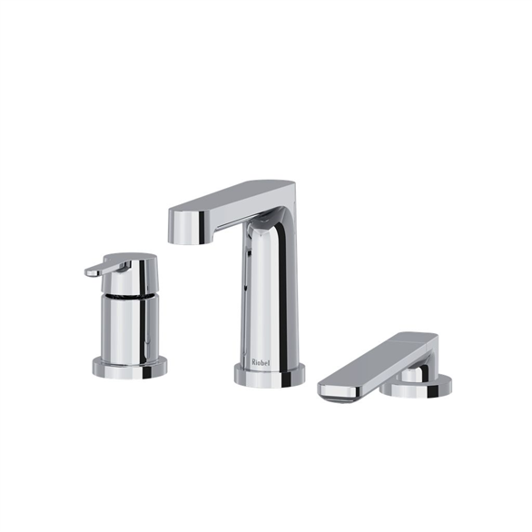 Riobel Nibi TNB10C 9-3/8"SR Deck-Mount 3-Hole Bathtub Trim 8.70 GPM With 1-Lever Handle, Bathtub Filler, Hand Shower Chrome