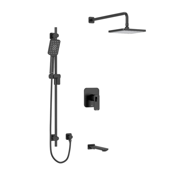 Riobel Equinox TKIT#1345EQBK-6 Bathtub & Shower Trim T&P W/2-Lever Black