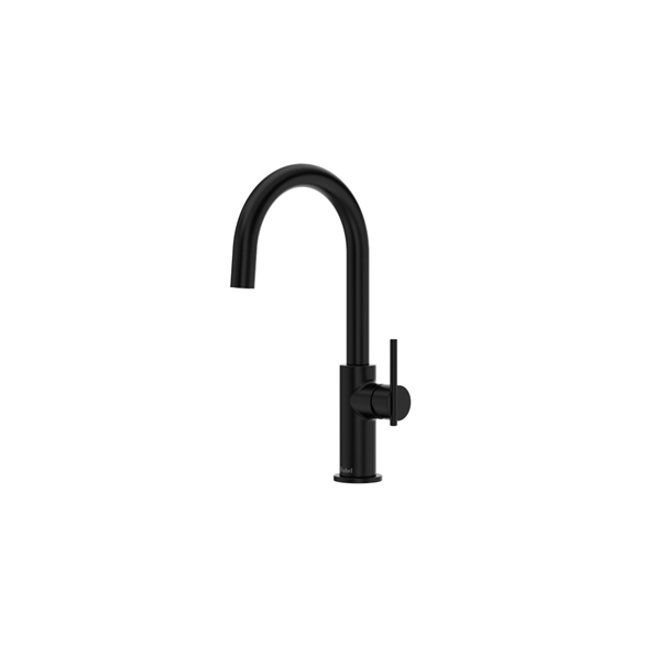 Riobel Lateral LT601BK 6"SR C-Spout Deck-Mount 1-Hole Bar & Prep Faucet Swivel Spout 1.80 GPM With 1-Lever Handle Black