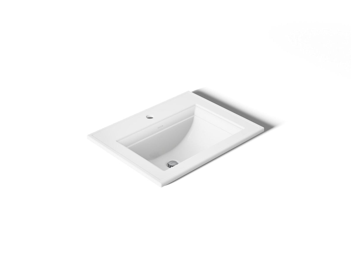 Kohler 2337-1-0 Memoirs Stately 22-3/4" Rectangular Drop-In Bathroom Sink, Single-Hole, White