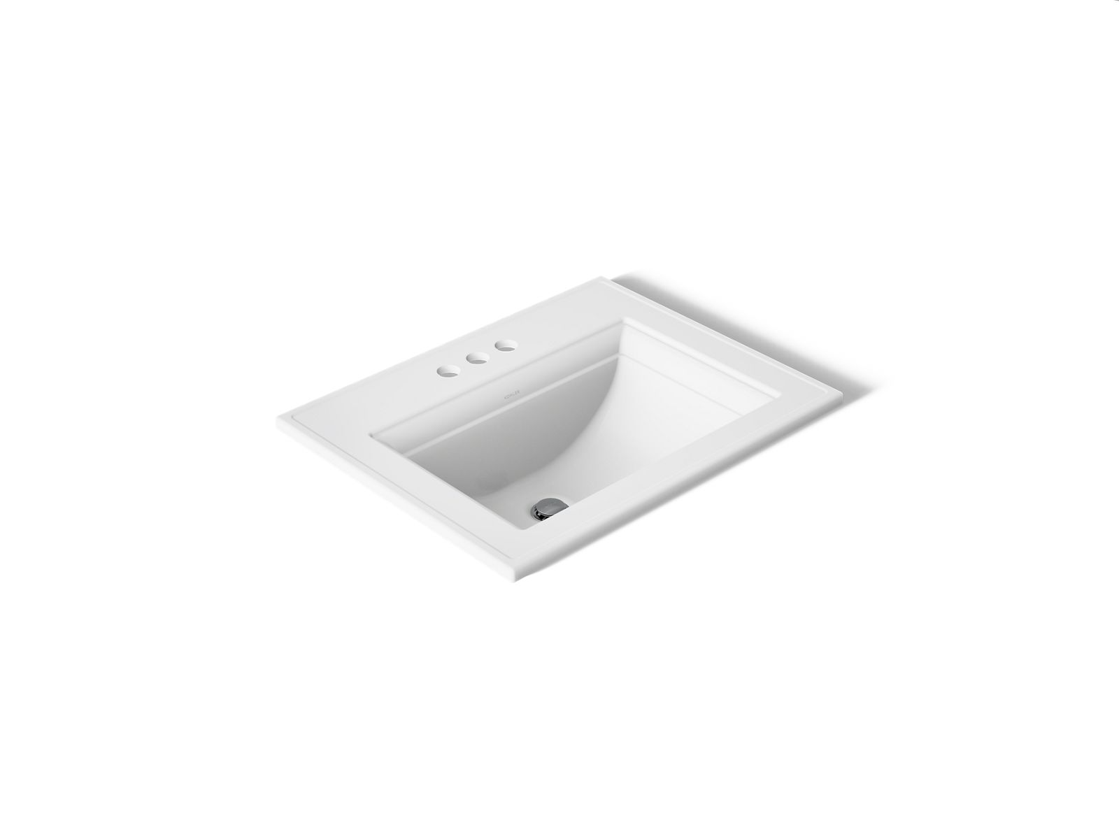 Kohler 2337-4-0 Memoirs Stately 22-3/4" Rectangular Drop-In Bathroom Sink, 4" Centerset, White
