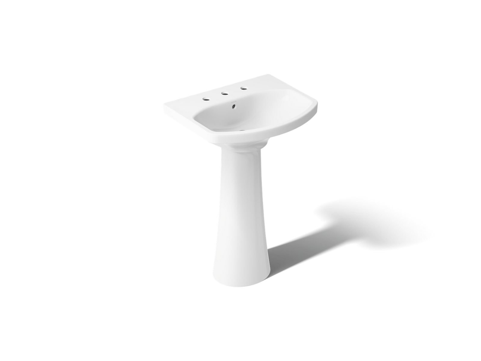 Kohler 2362-8-0 Cimarron 22-3/4" Rectangular Pedestal Bathroom Sink, 8" Widespread, White