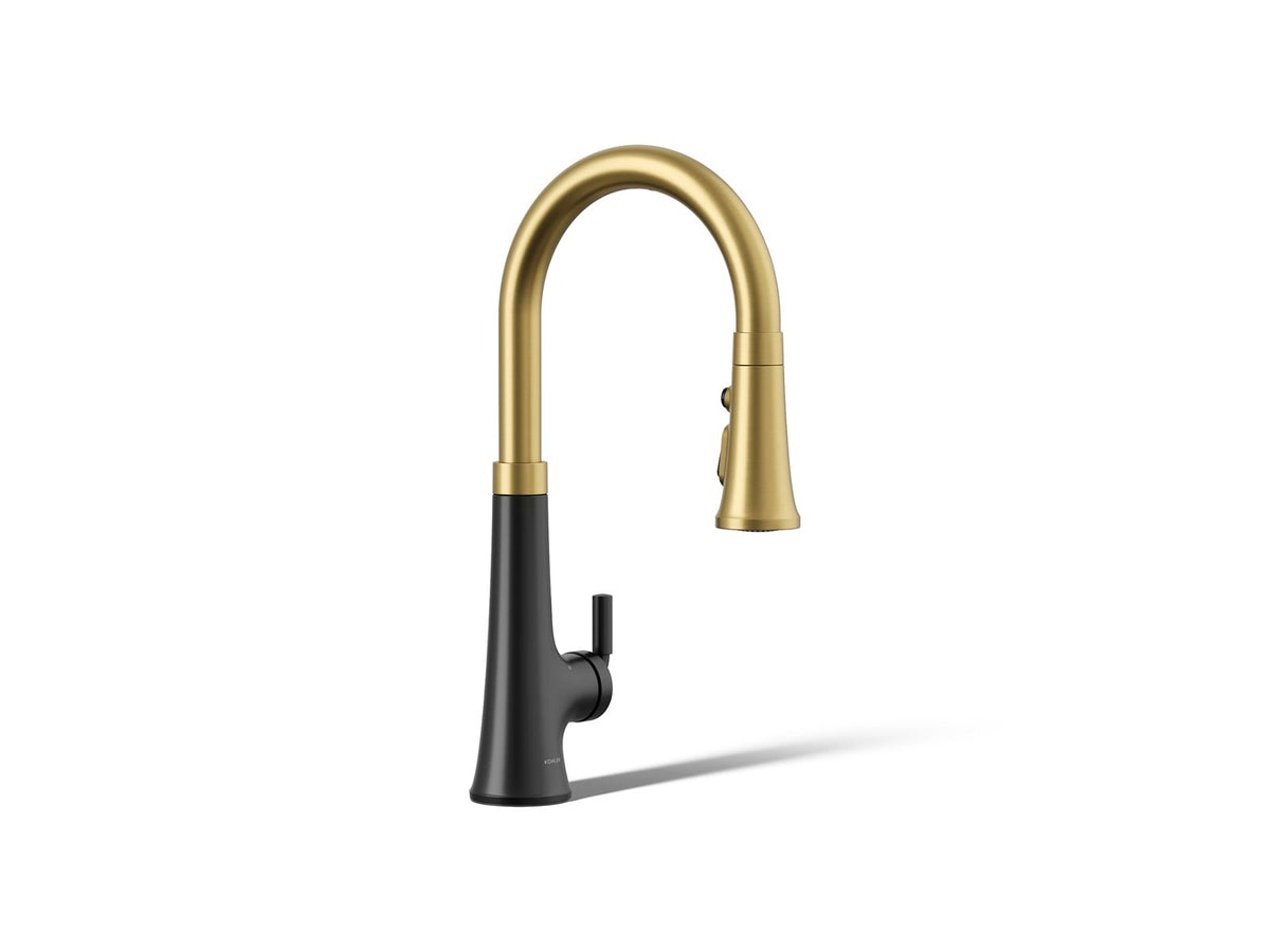 Kohler 23766-BMB Tone Touchless pull-down kitchen sink faucet with three-function sprayhead