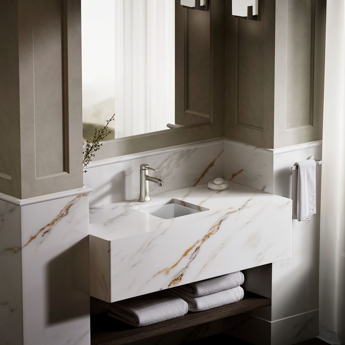 Verticyl 13" square undermount bathroom sink