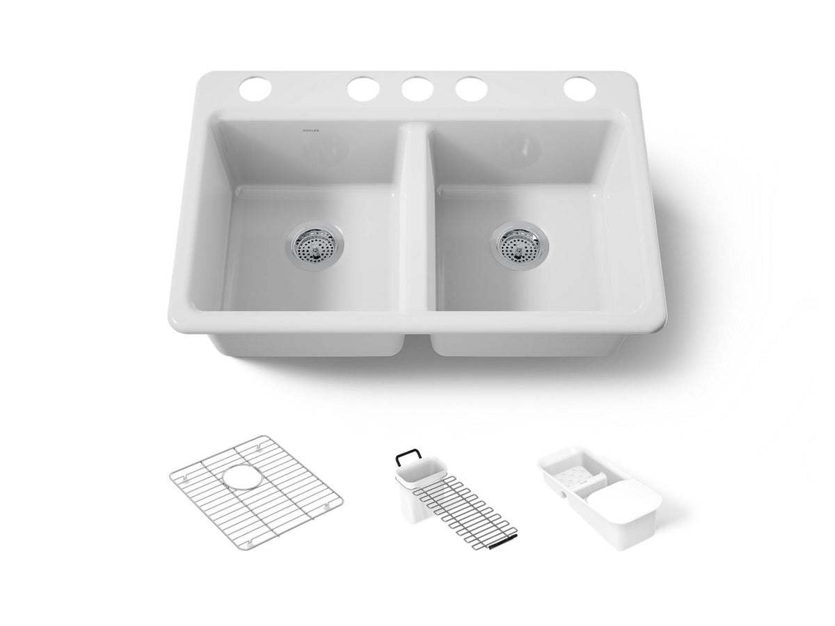 Kohler 8679-5UA3-0 Riverby 33" undermount double-bowl workstation kitchen sink