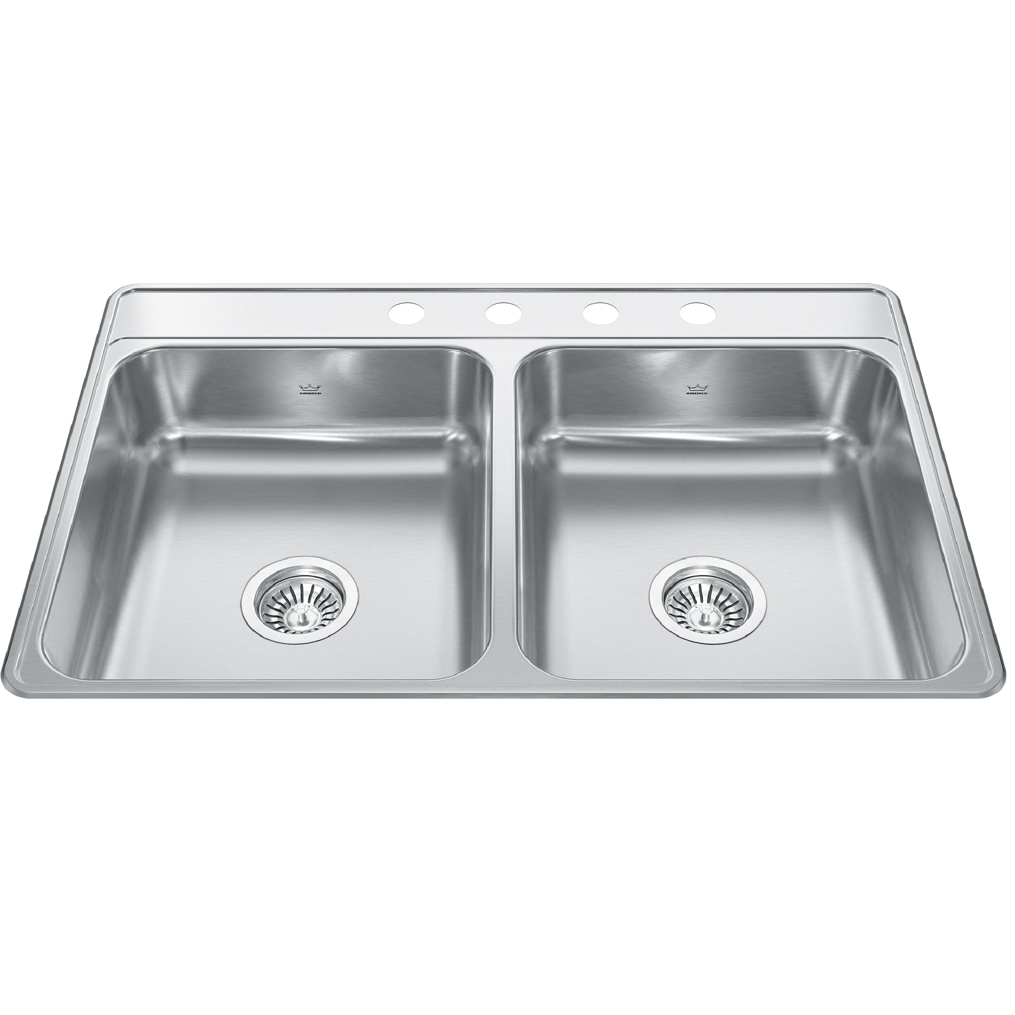 Franke Kindred CDLA3322-6-4 - Creemore 33-in LR x 22-in FB Drop In Double Bowl 4-Hole Stainless Steel Kitchen Sink