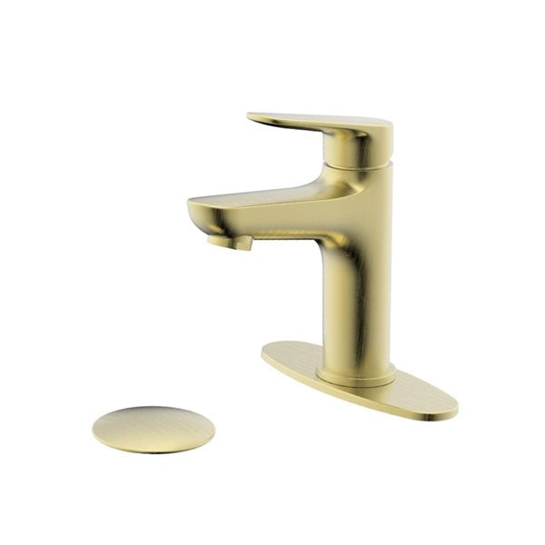 CraftX Blis CXBL211D-PUPBB bathroom faucet with pop-up drain and deck plate in Brushed Bronze