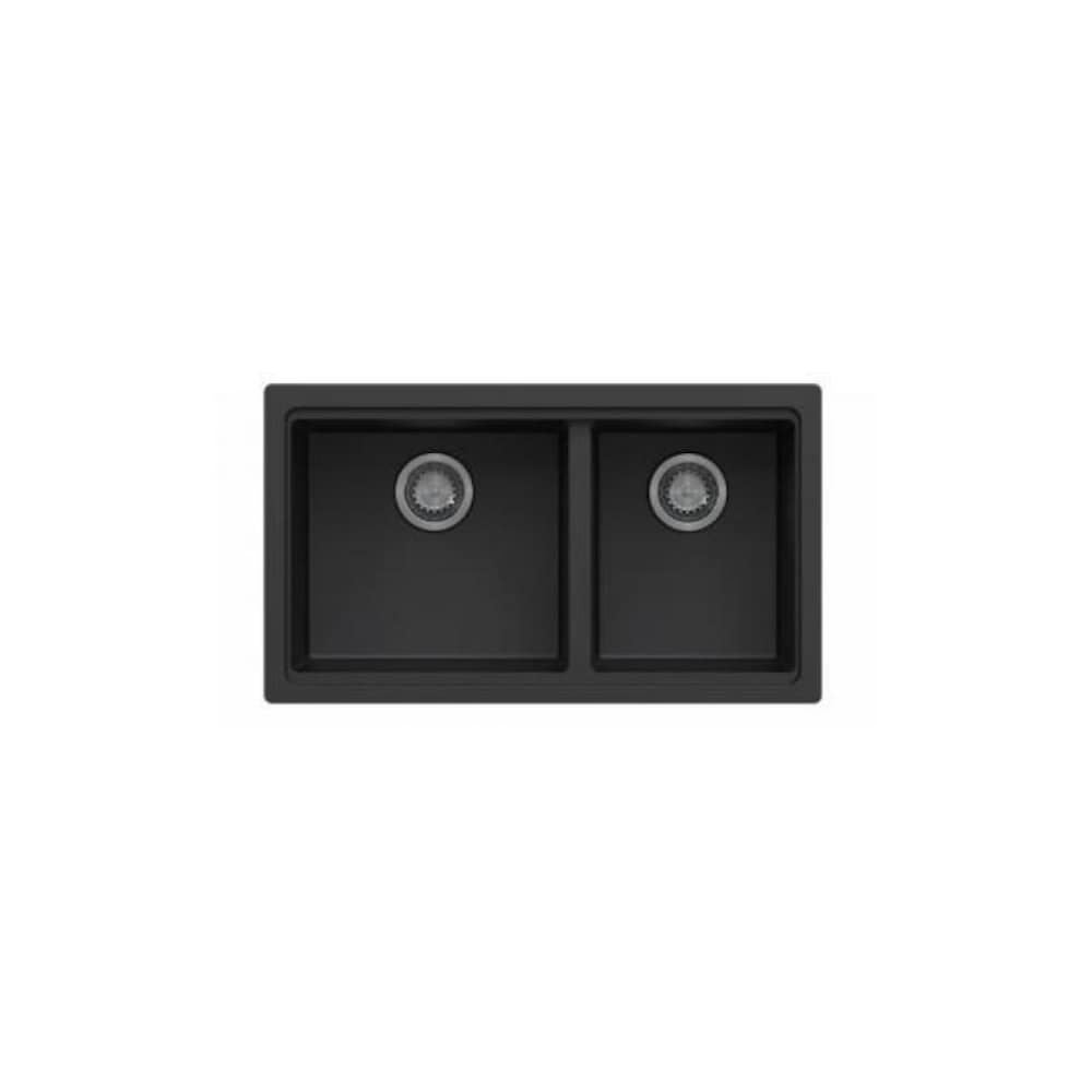 CraftX CrystaLux CXGRD31UM-DBK 31-inch undermount 60/40 black granite sink