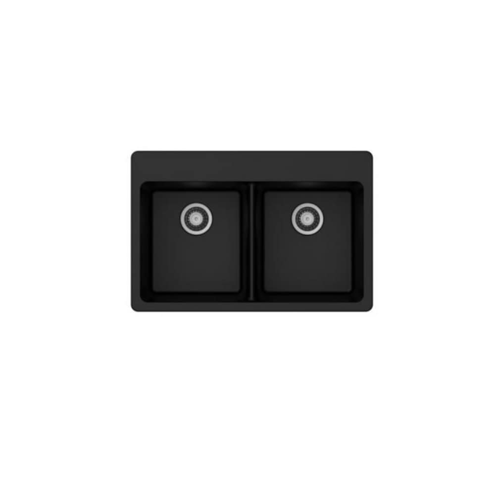 CraftX CrystaLux CXGRD33ETM-DBK 33-inch top-mount 50/50 black granite sink