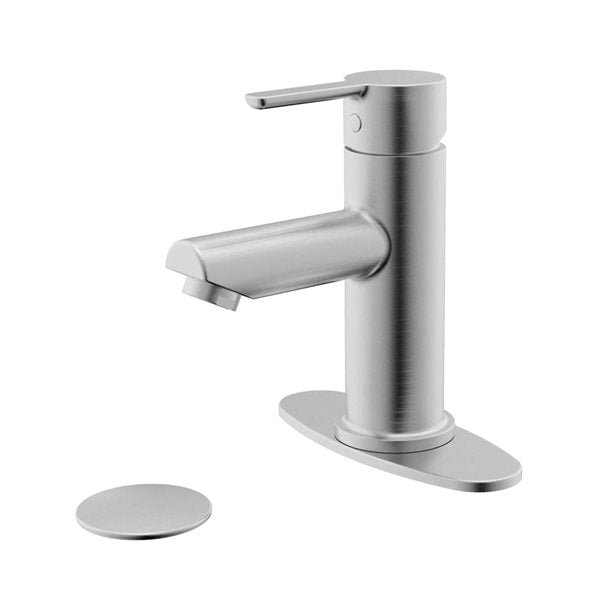 CraftX Jovi CXJV211D-PUBN bathroom faucet with pop-up drain and deck plate in Brushed Nickel