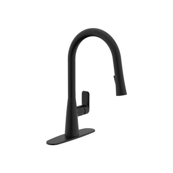 CraftX Vibe CXVB137D-BLM pull-down kitchen faucet with deck plate in Matte Black
