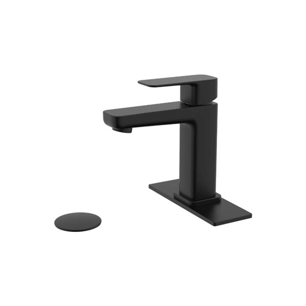 CraftX Vibe CXVB211D-PUBLM bathroom faucet with pop-up drain and deck plate in Matte Black