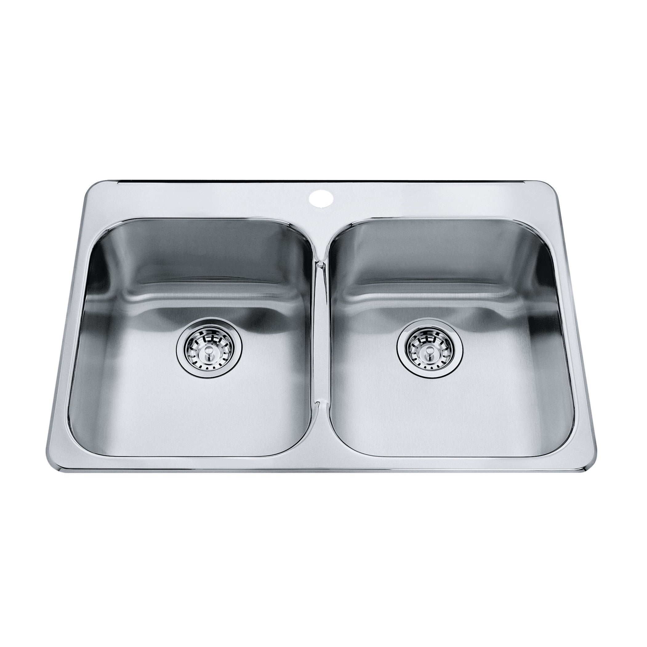 Franke Kindred QDL2031-7 - Steel Queen 31.25-in LR x 20.5-in FB Drop In Double Bowl Stainless Steel Kitchen Sink - 1 Hole