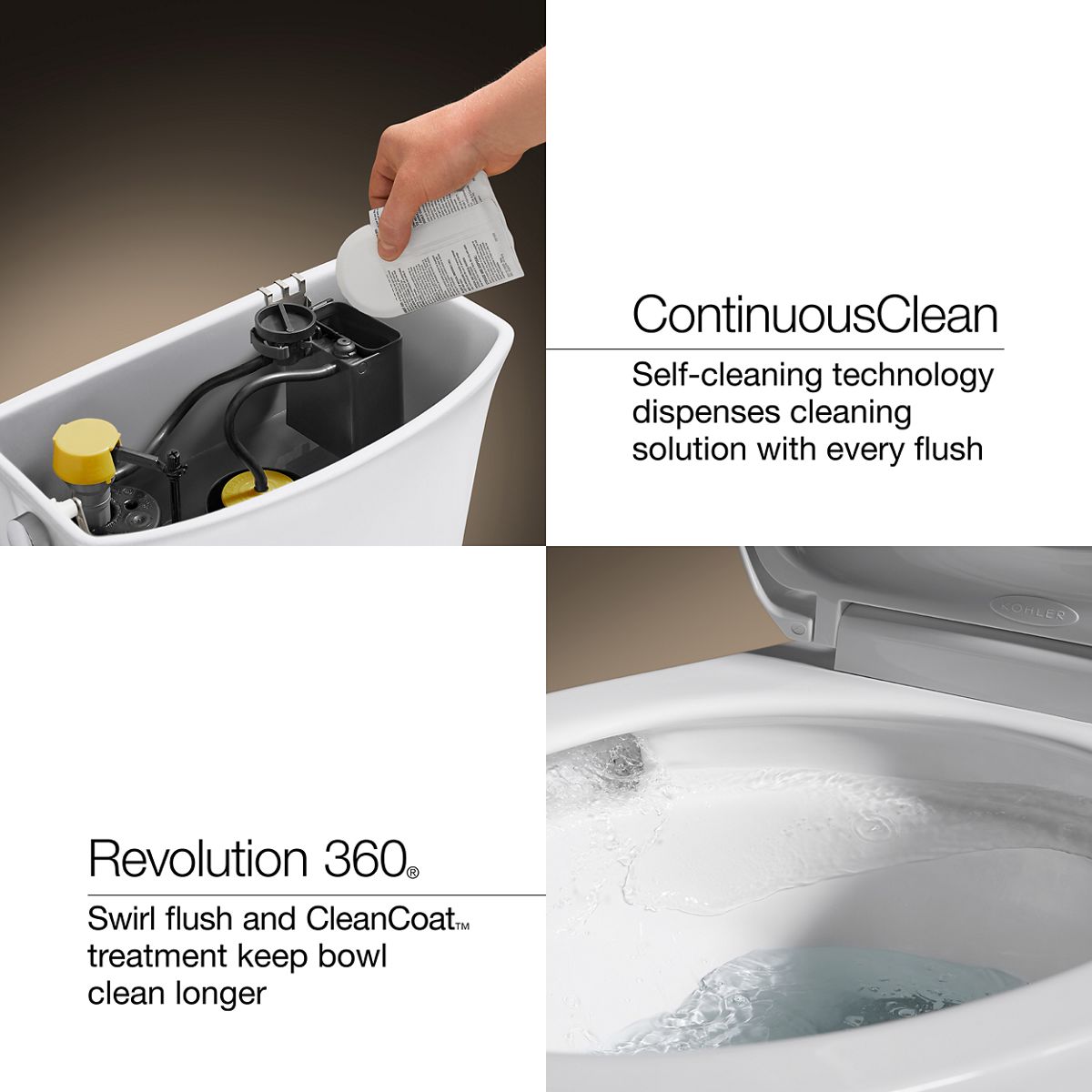 Cimarron ContinuousClean ST toilet tank, 1.28 gpf