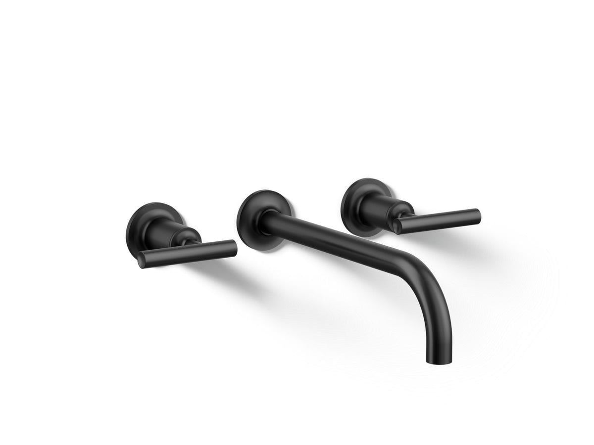 Kohler T14414-4-BL Purist Wall-mount bathroom sink faucet trim with Lever handles, 1.2 gpm