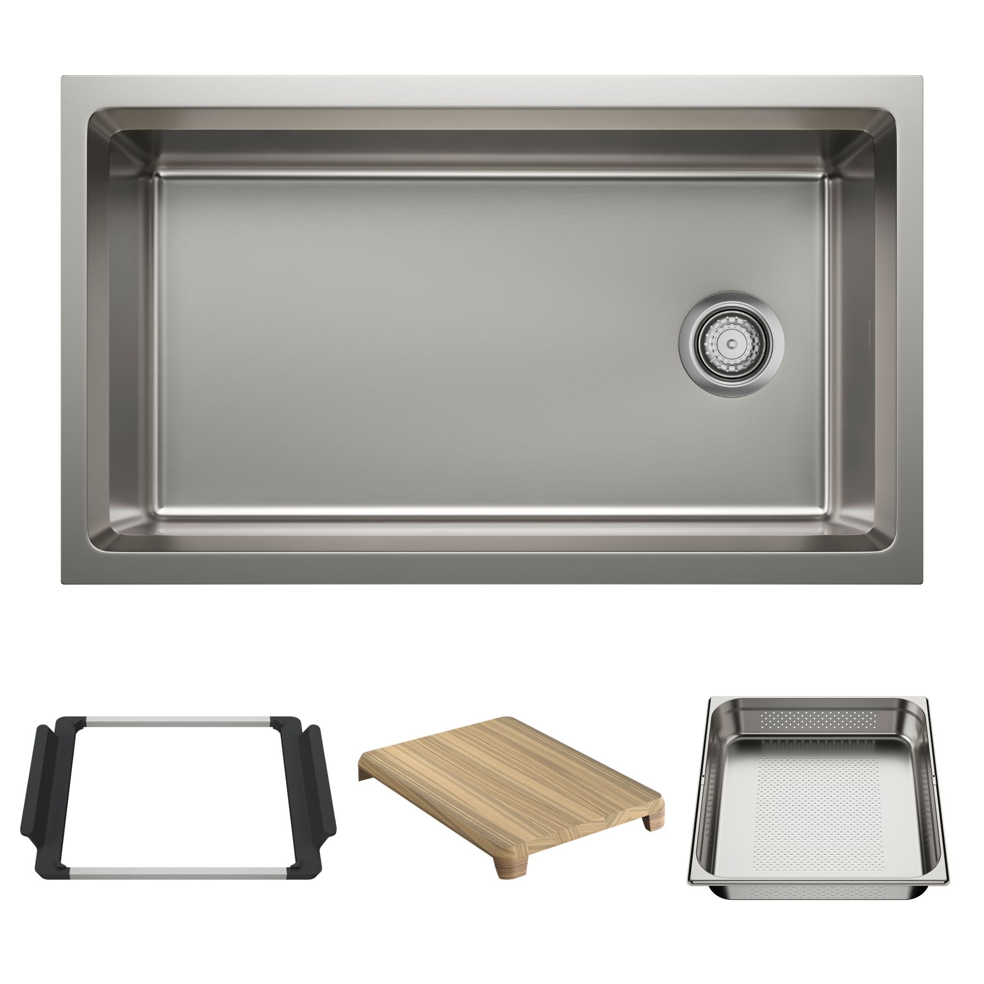 Blanco - 403873 - Inteos 33" Single Bowl Reversible Undermount Stainless Steel Workstation Kitchen Sink - Satin Polish