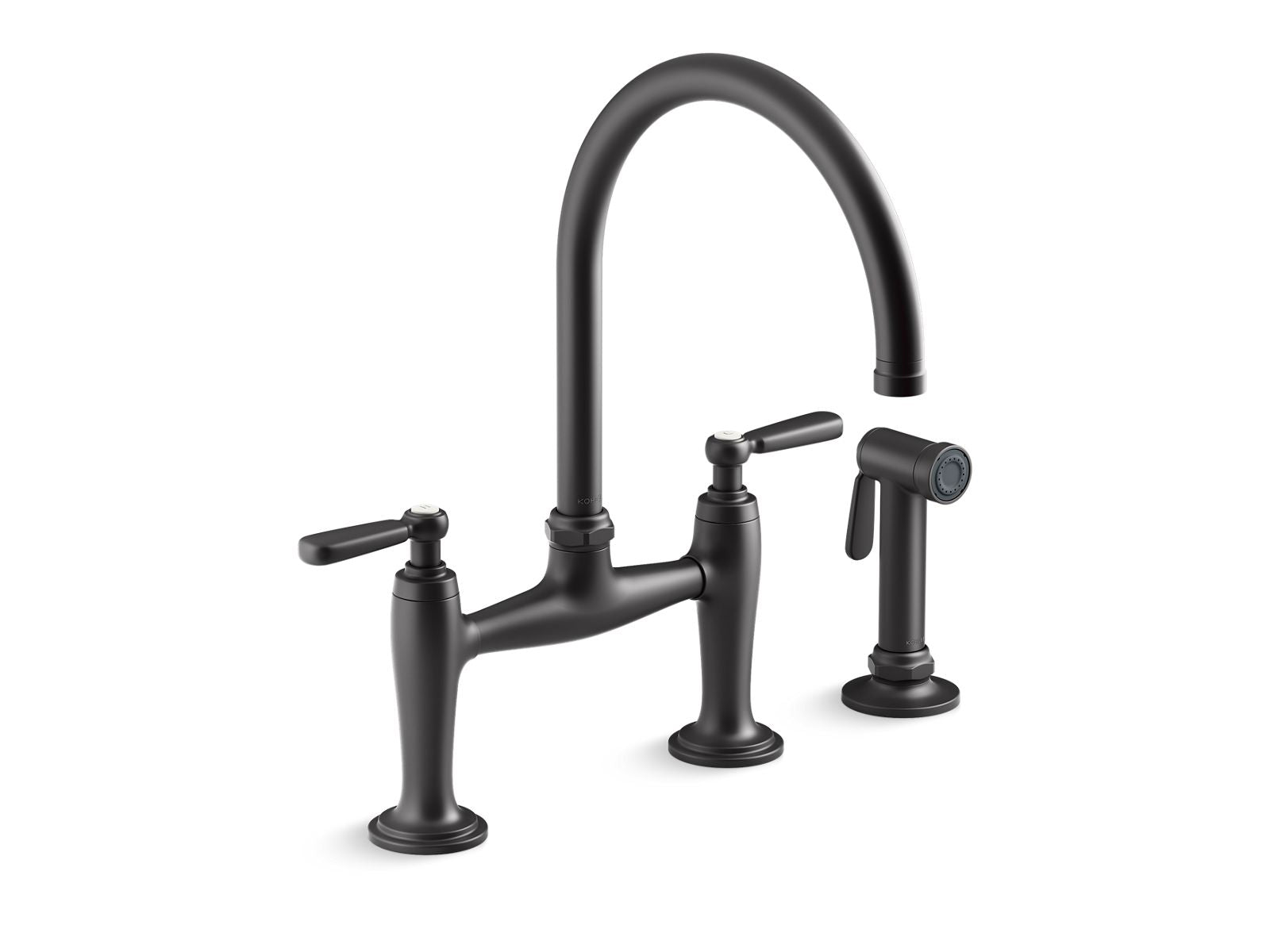 Edalyn by Studio McGee Two-hole bridge kitchen sink faucet with side sprayer