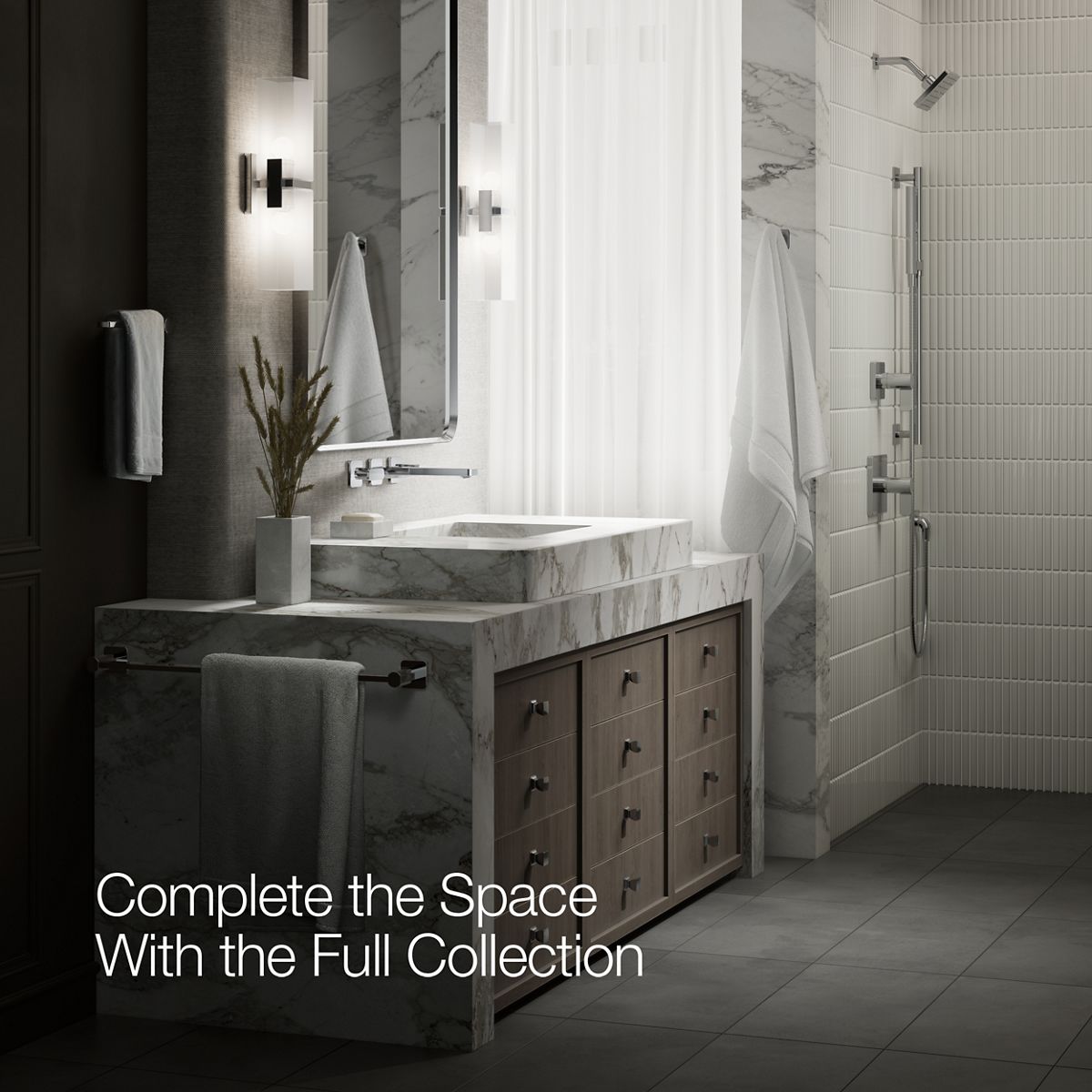 Parallel Wall-mount bathroom sink faucet trim, 1.2 gpm