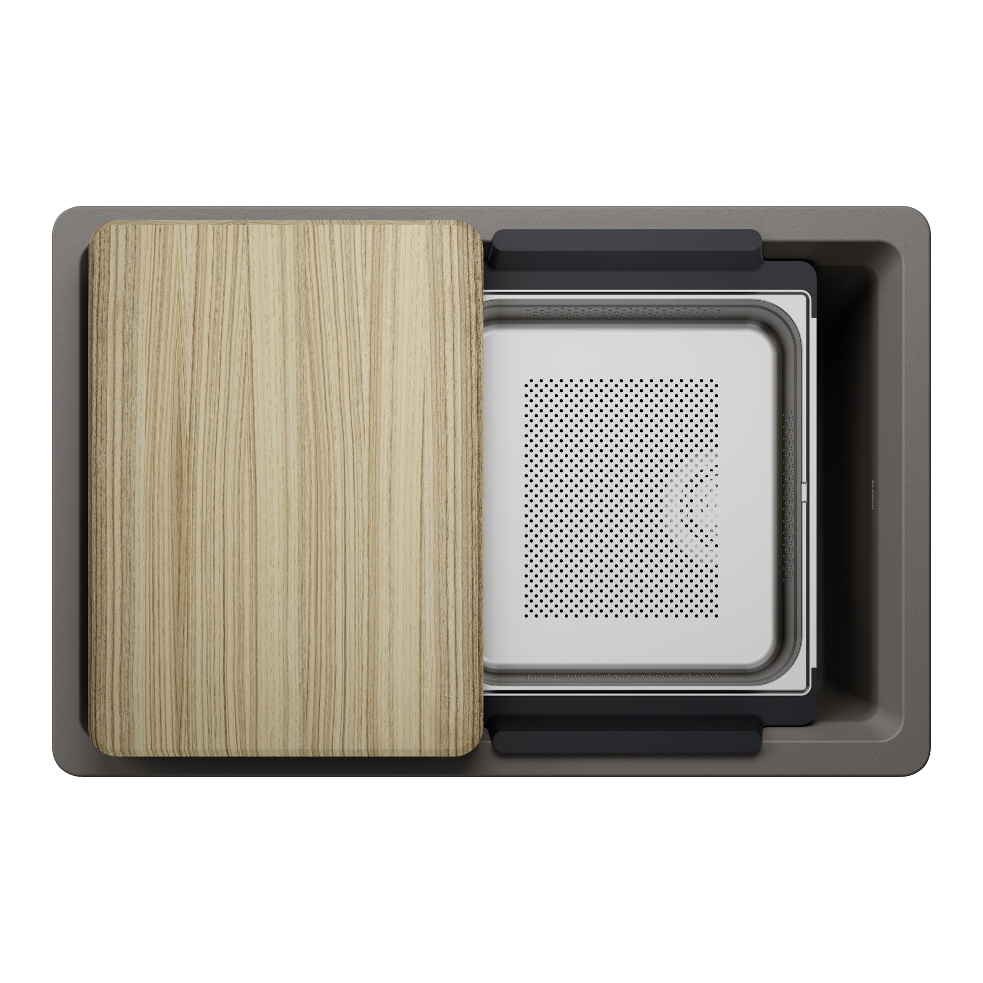 Blanco - 403882 - Inteos SILGRANIT 30" Single Bowl Reversible Undermount Workstation Kitchen Sink - Volcano Gray - Overview Shot 2