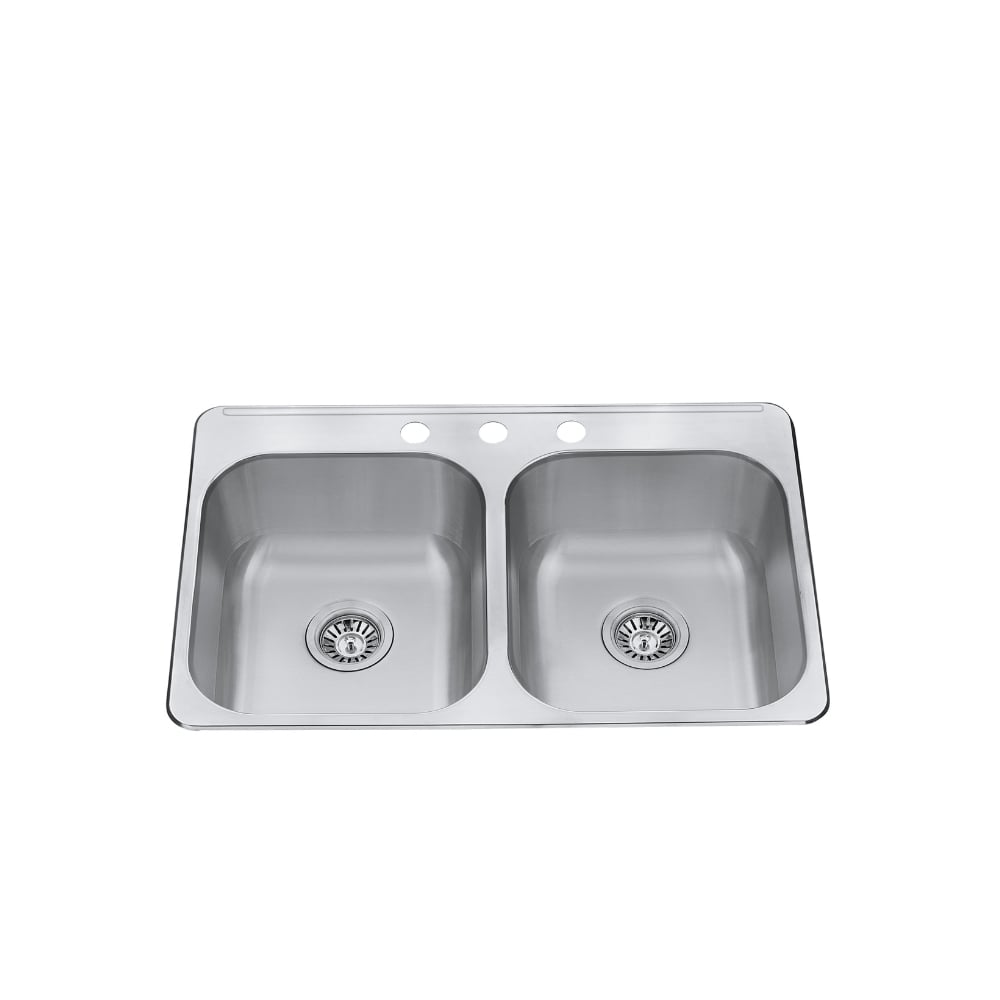 31" Drop-In Double-Bowl Stainless Steel Kitchen Sink with Strainer - CraftX CXTD31207-3