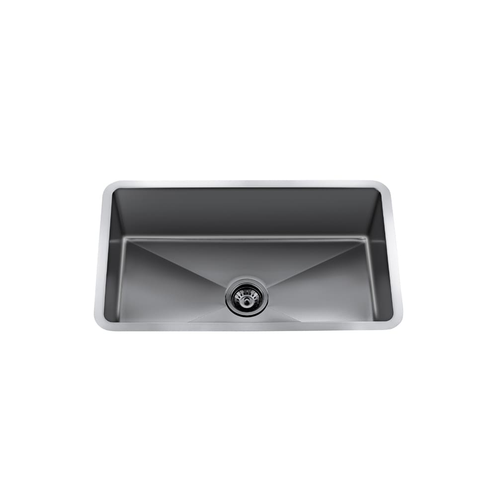 30" Undermount Small-Radius Single-Bowl Stainless Steel Kitchen Sink with Strainer - Pearl Black - CraftX CXUSK3018-BK