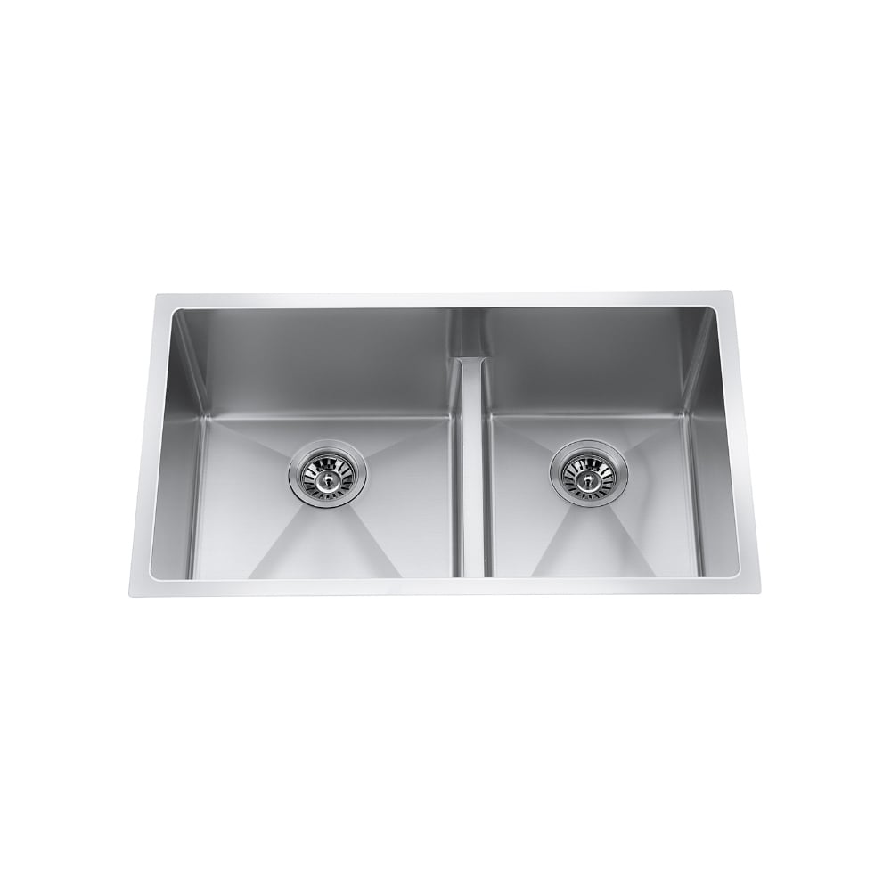 32" Undermount Near-Zero-Radius Low-Divide Double-Bowl Stainless Steel Kitchen Sink with Strainer - CraftX CXZD881L