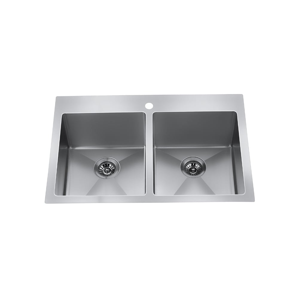 33" Dual-Mount Double-Bowl Stainless Steel Kitchen Sink with Strainer - CraftX CXZD882DM1
