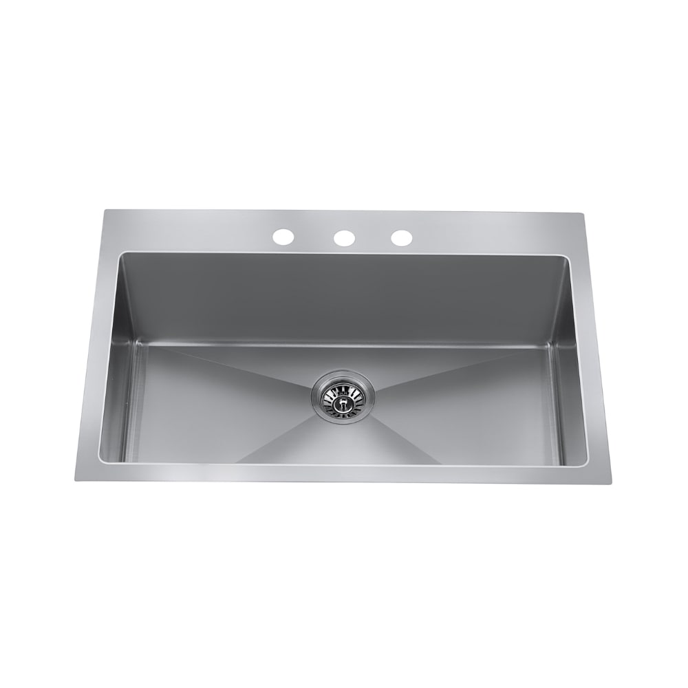 33" Dual-Mount Single-Bowl Stainless Steel Kitchen Sink with Strainer - CraftX CXZS881DM3