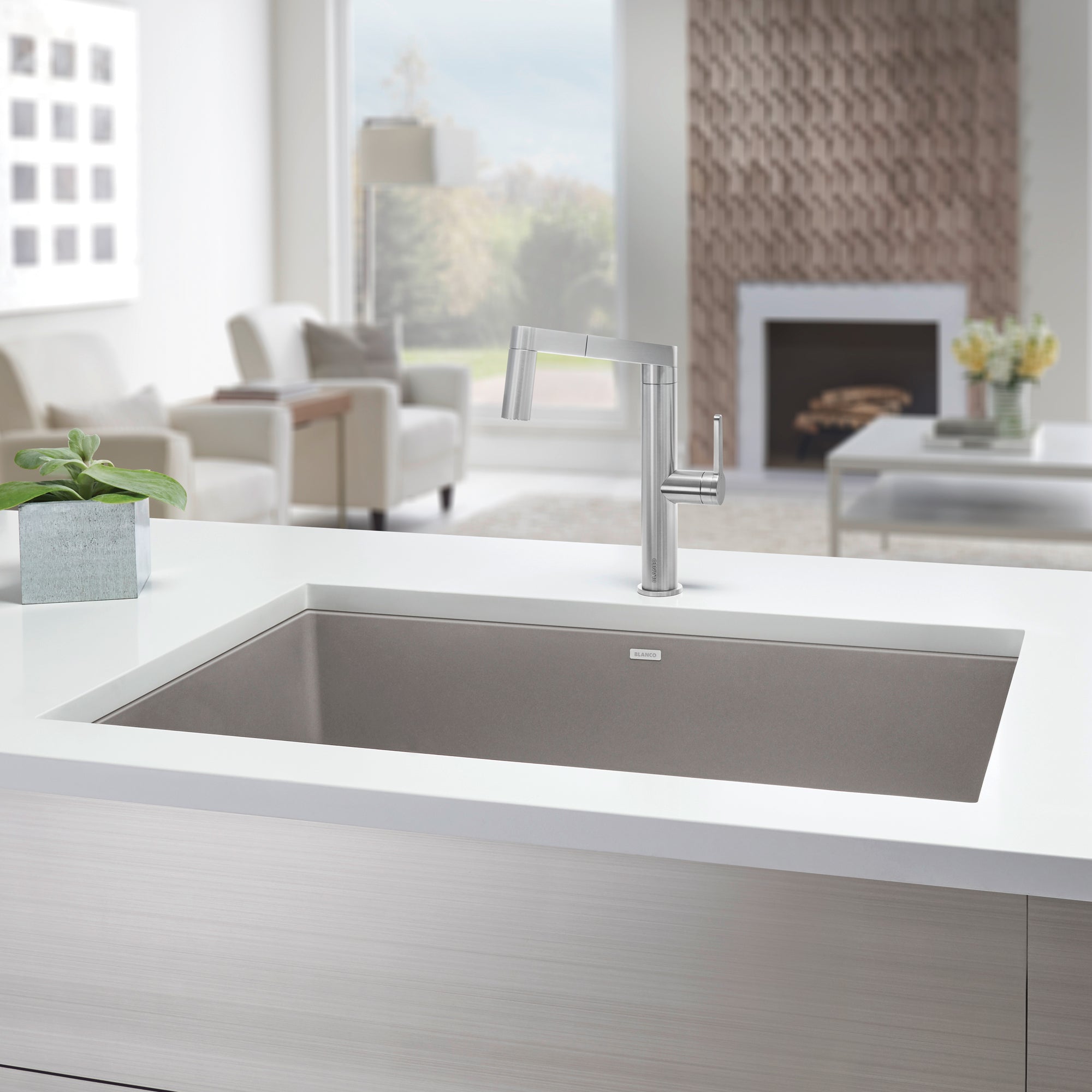 Blanco - 401143 - Precis SILGRANIT 32" Super Single Undermount Kitchen Sink - Truffle - Beauty Shot 3