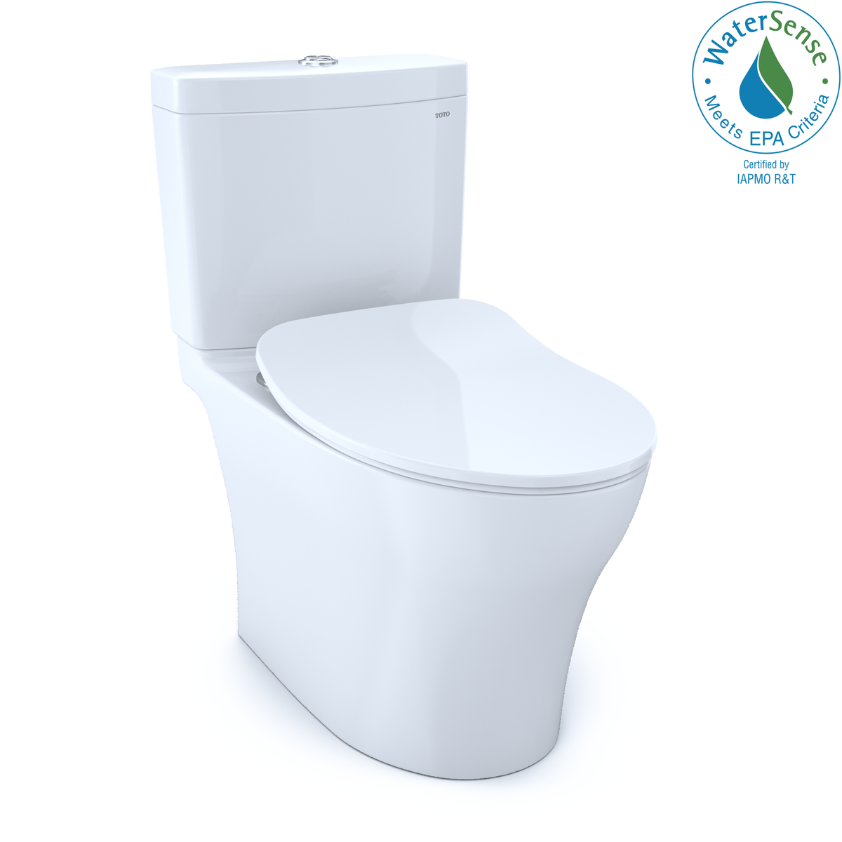 TOTO Aquia IV Two-Piece Elongated Dual Flush 1.28 and 0.9 GPF Toilet with CEFIONTECT and SoftClose Seat, WASHLET+ Ready, Cotton White - MS446234CEMGN#01