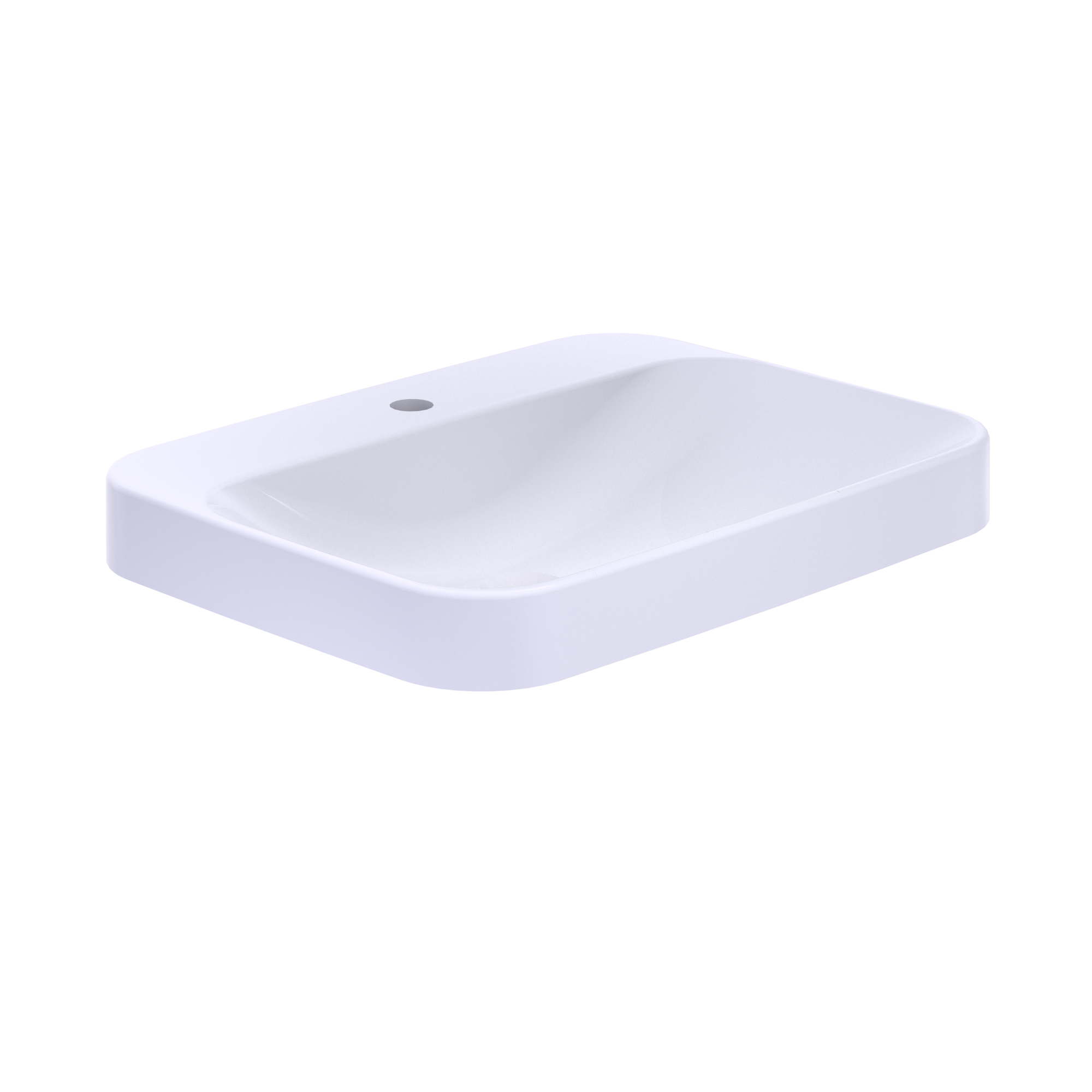 TOTO Arvina Rectangular 23" Vessel Bathroom Sink with CEFIONTECT for Single Hole Faucets, Cotton White - LT416G#01