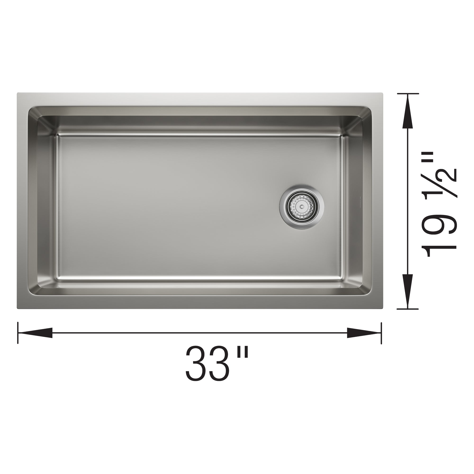Blanco - 403873 - Inteos 33" Single Bowl Reversible Undermount Stainless Steel Workstation Kitchen Sink - Satin Polish - Dimension Shot