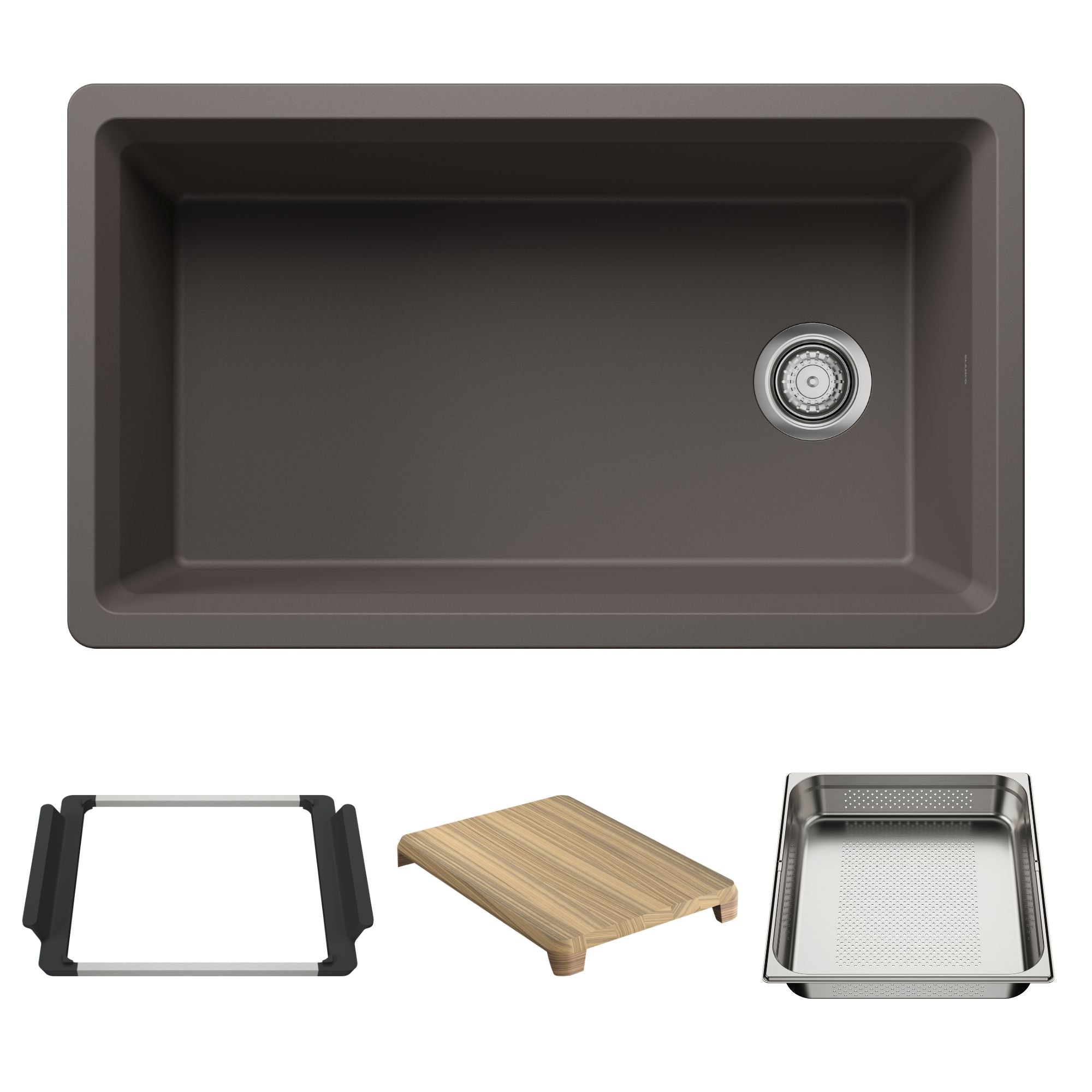 Blanco - 403890 - Inteos SILGRANIT 33" Single Bowl Reversible Undermount Workstation Kitchen Sink - Volcano Gray