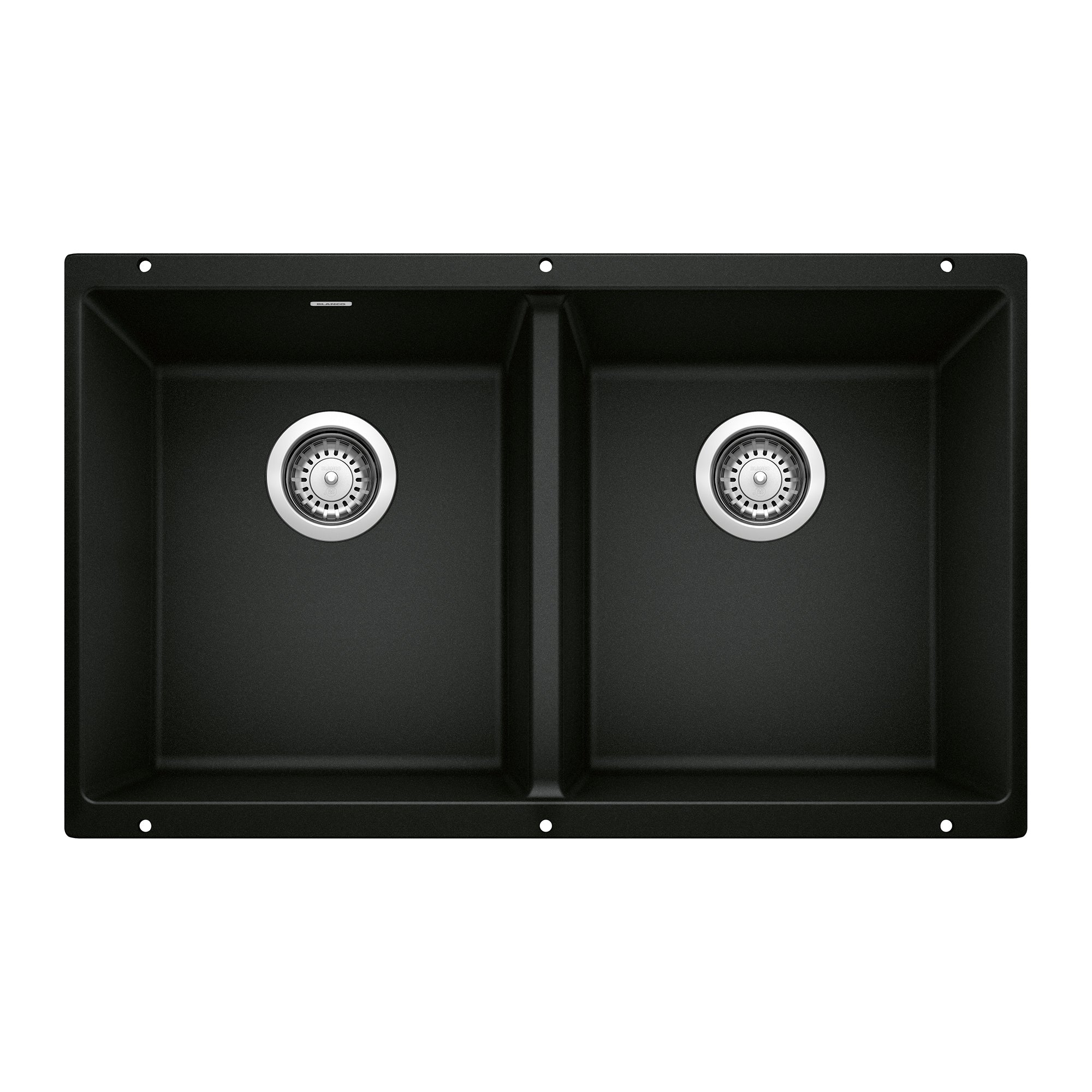 Blanco - 402653 - Precis SILGRANIT 29" 50/50 Double Bowl Undermount Kitchen Sink - Coal Black