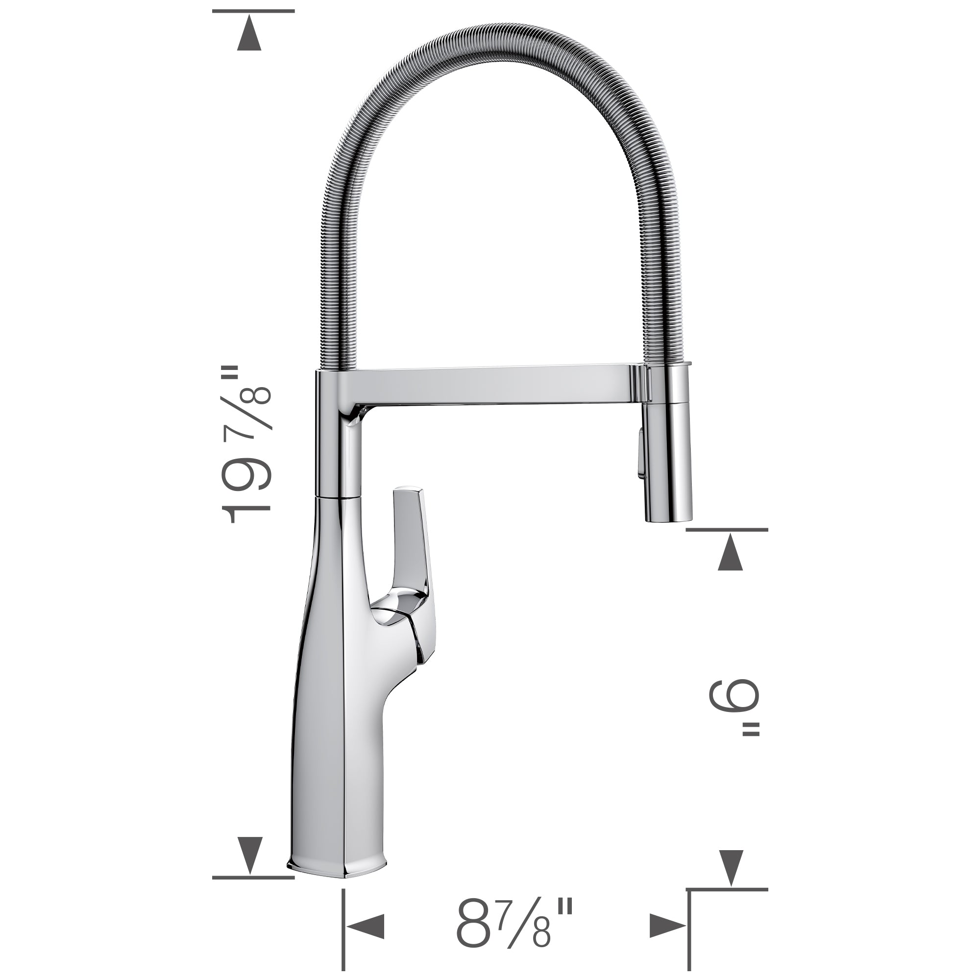 Blanco - 442675 - Rivana Semi-Pro Pull-Down Dual-Spray Kitchen Faucet - Chrome - Dimension Shot
