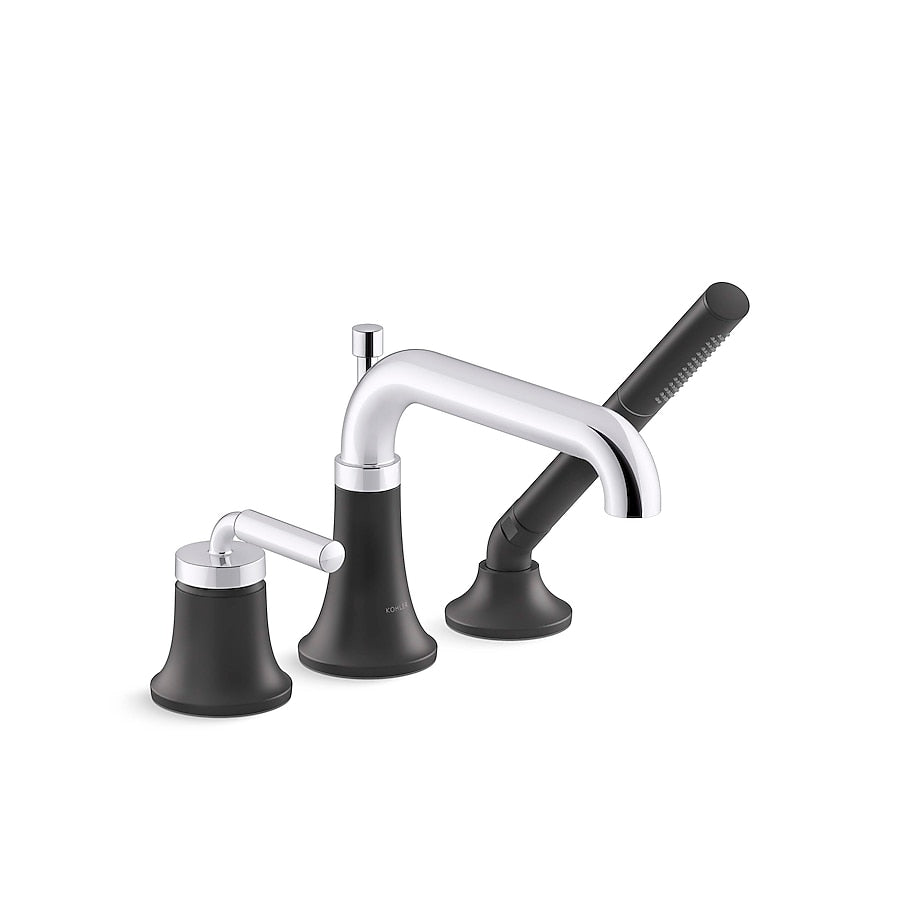 Kohler 26441-4-CBL Tone deck-mount bath faucet with handshower - Polished Chrome with Matte Black