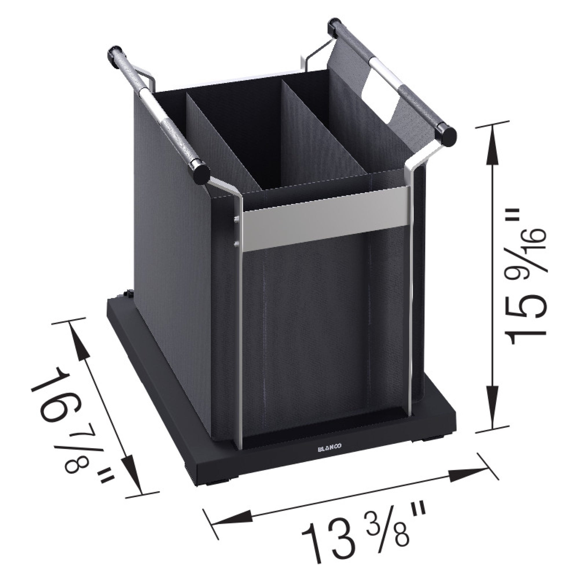 Blanco - 527670 - Inteos Storage Organizer Bag XL - Black - Dimension Shot