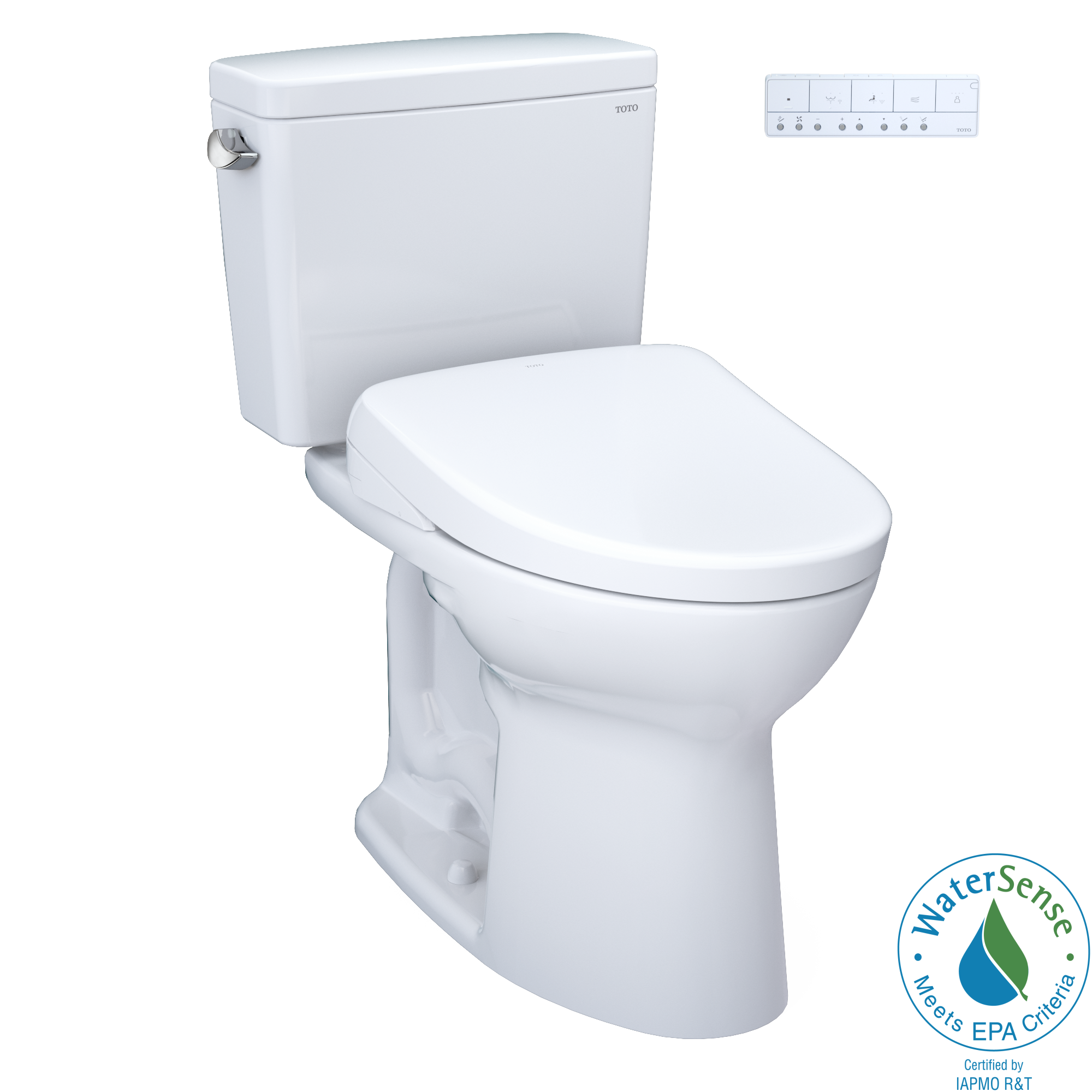TOTO Drake WASHLET+ Two-Piece Elongated 1.6 GPF TORNADO FLUSH Toilet with S7A Contemporary Bidet Seat, Cotton White - MW7764736CSG#01