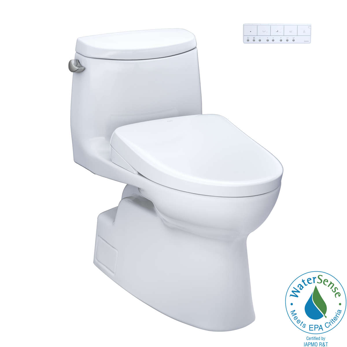 TOTO WASHLET+ Carlyle II One-Piece Elongated 1.28 GPF Toilet and WASHLET+ S7 Contemporary Bidet Seat, Cotton White - MW6144726CEFG#01