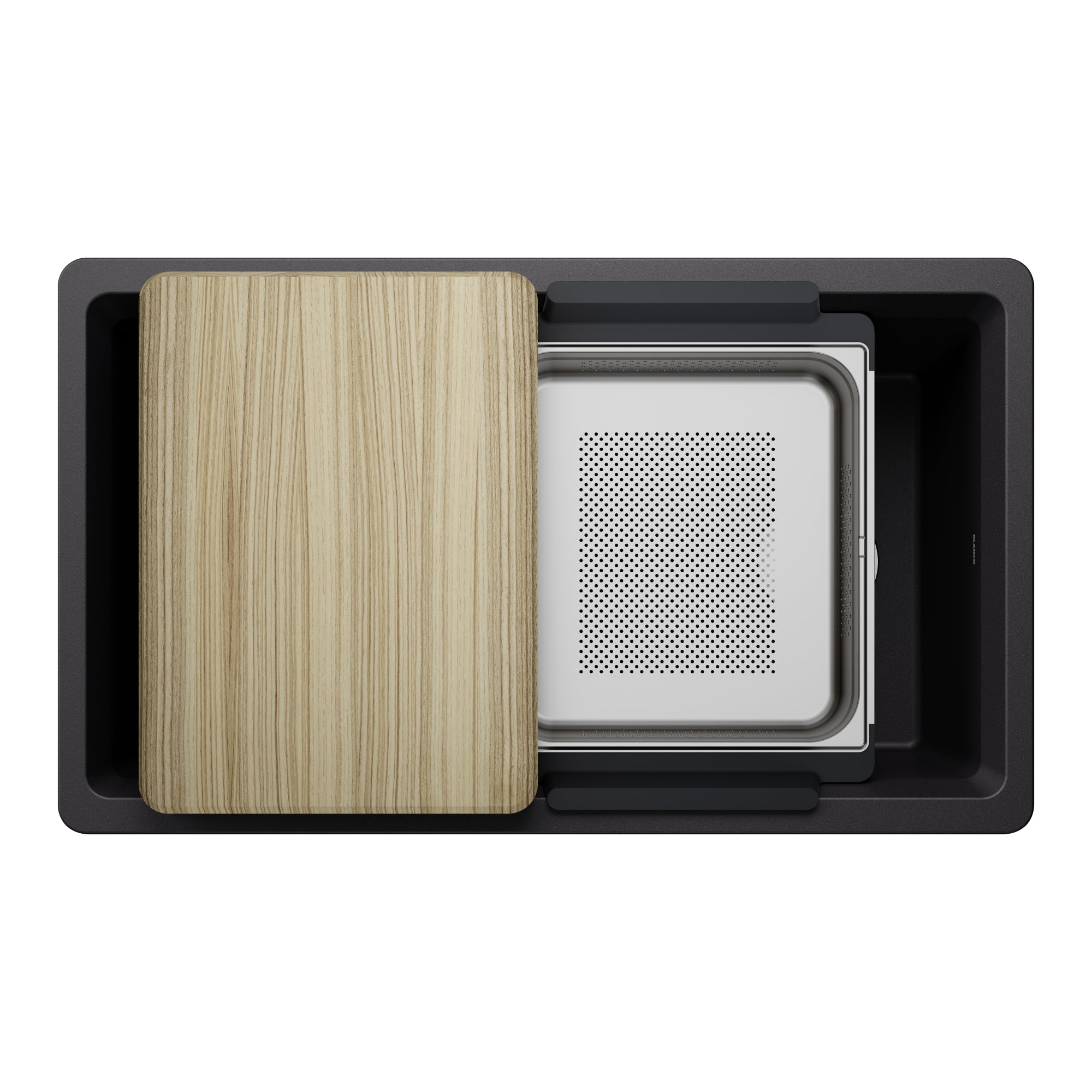 Blanco - 403884 - Inteos SILGRANIT 33" Single Bowl Reversible Undermount Workstation Kitchen Sink - Coal Black - Overview Shot 2