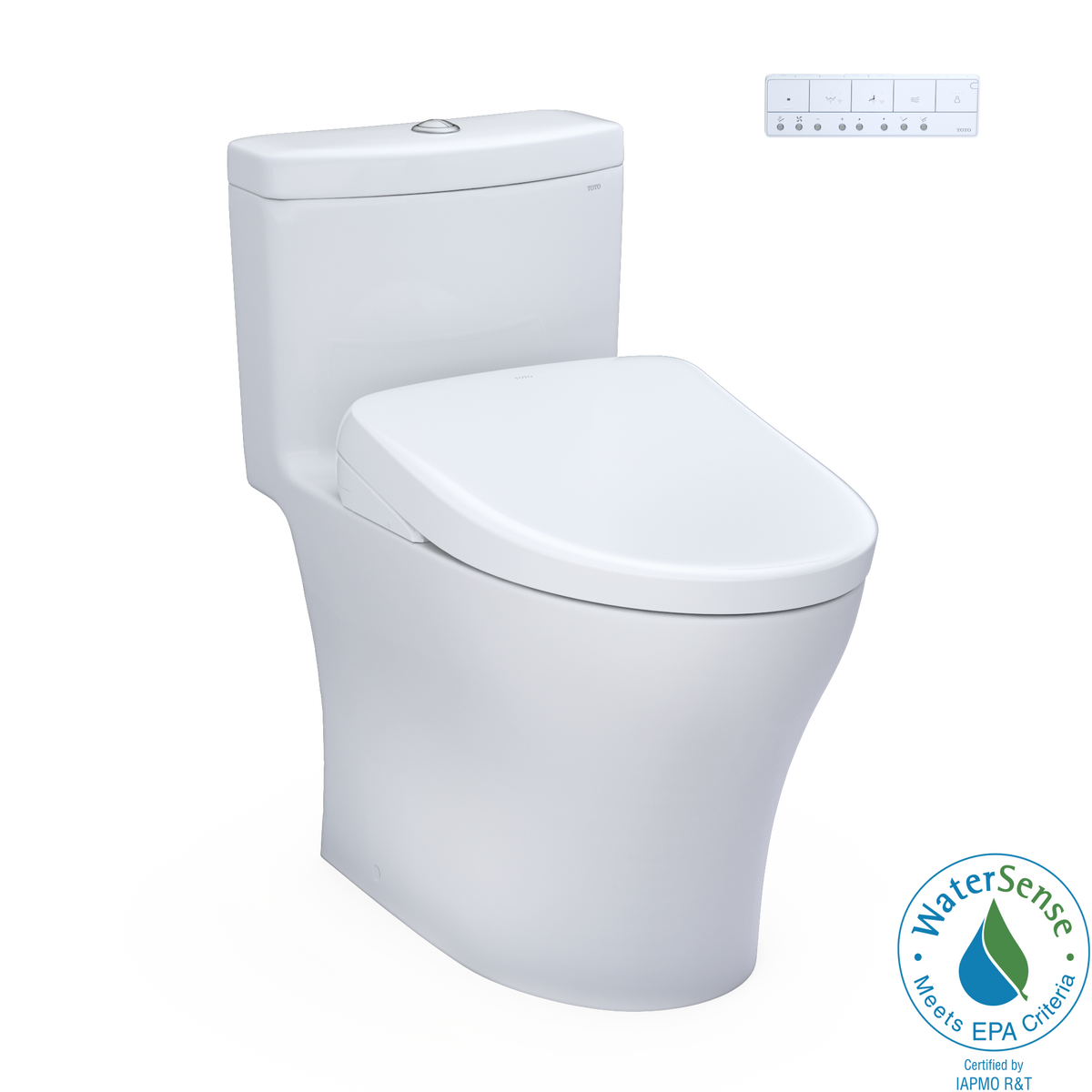 TOTO WASHLET+ Aquia IV One-Piece Elongated Dual Flush 1.28 and 0.9 GPF Toilet with S7 Contemporary Electric Bidet Seat, Cotton White - MW6464726CEMFGN#01