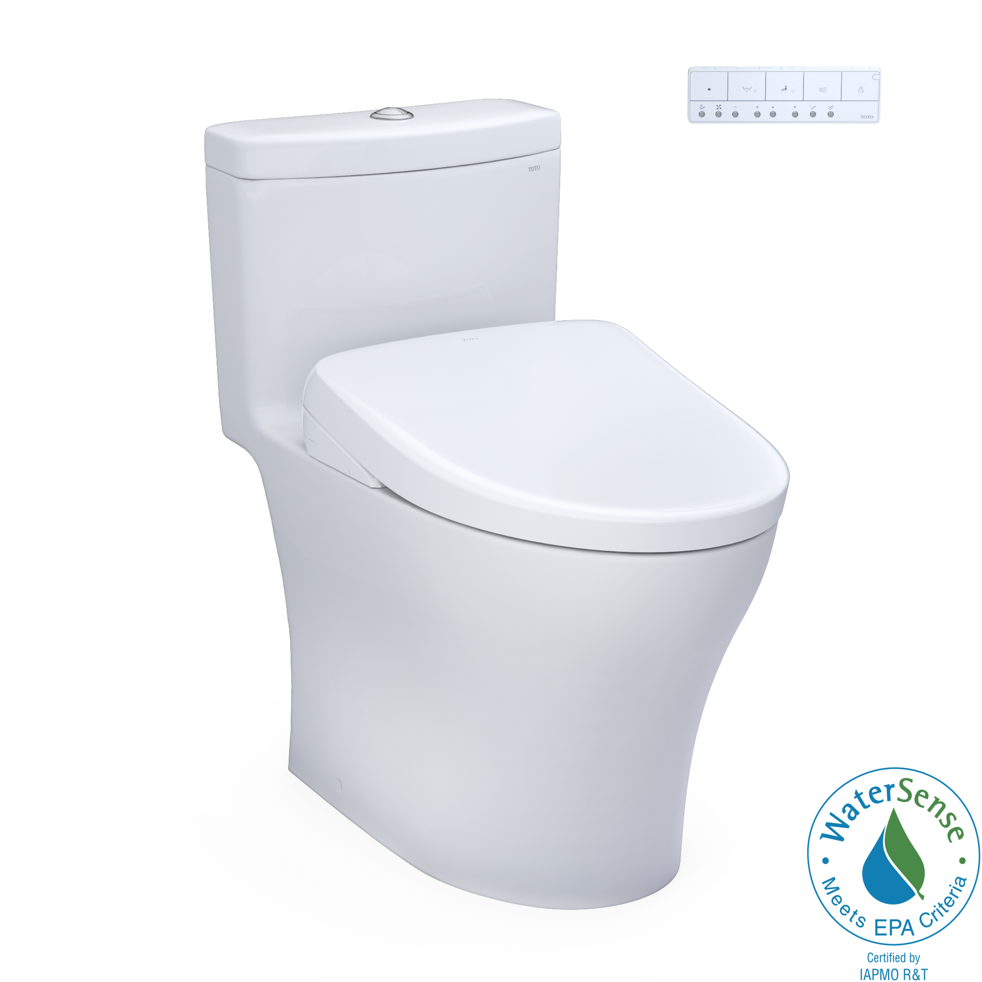 TOTO WASHLET+ Aquia IV One-Piece Elongated Dual Flush 1.28 and 0.9 GPF Toilet with S7A Contemporary Electric Bidet Seat, Cotton White - MW6464736CEMFGN#01